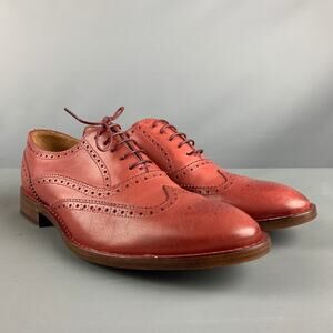 PAUL SMITH Size 8 Brick Perforated Leather Wingtip Lace Up Shoes